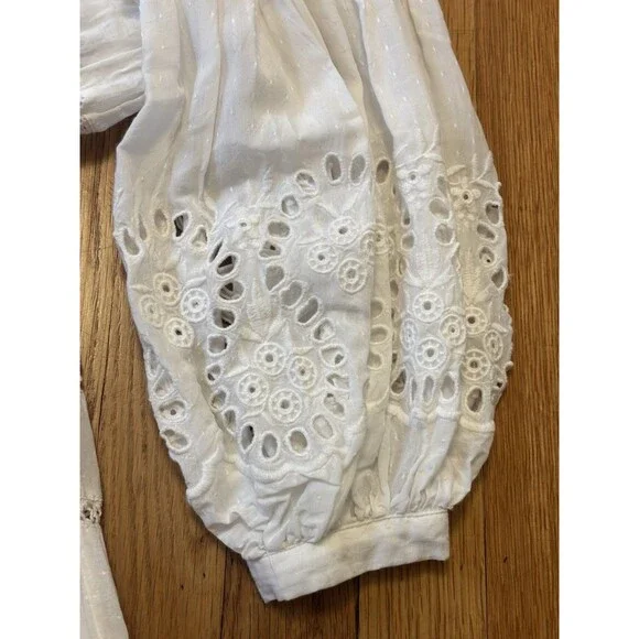 Sea New York Marina White Eyelet Long Sleeve Dress Lace Embroidered Size L - Picture 11 of 16
